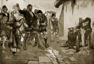 Cucking-stool v normanské době, ilustrace z "Hutchinson