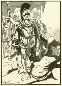 Řekové před Trójou (rytina) od Thomas Heath Robinson