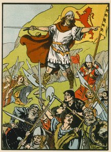 Wallace řídí své vojáky (barevná litografie) od Thomas Heath Robinson