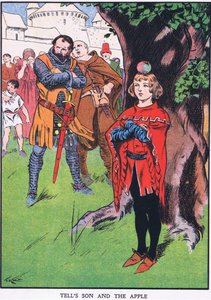 Syn Viléma Tella a jablko (barevná litografie) od Thomas Heath Robinson