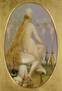 Víla sedící na houbě, c.1860