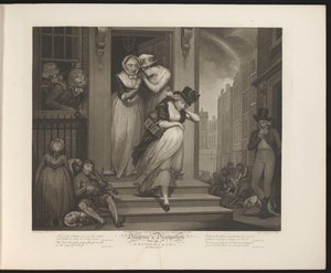 Rozpustilá pokojská je vyhozena z domu Talíř 5. The Wanton vypadl ze dveří za špatné chování (název na předmětu) Ctnost a zhýralost (název série) Pečlivost a disipace (název série na objektu)