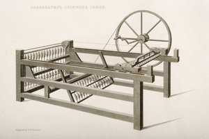 Spinning Jenny, kterou vynalezl James Hargreaves v roce 1764, 1835 od Thomas Henry Nicholson