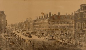Broadway, New York, 1836 (Webbova prodejna světla) od Thomas Horner