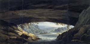 Interiér jeskyně Porth yr Ogof (akvarel na papíře)