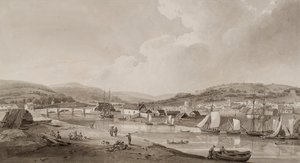 Neath, z jižní strany řeky (akvarel a tužka na papíře) od Thomas Hornor