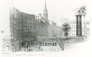 Severní strana katedrály svatého Pavla, Londýn, kostelní dvůr s koncem Cheapside