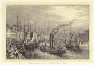 Leith Harbour, z mola (rytina)