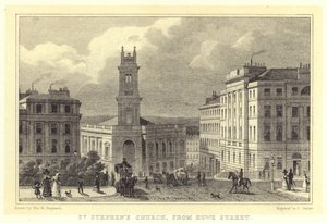 Kostel svatého Štěpána, z Howe Street (rytina)