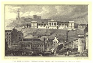 Střední škola, Calton Hill, z Canon-Gate Church Yard (rytina) od Thomas Hosmer (after) Shepherd