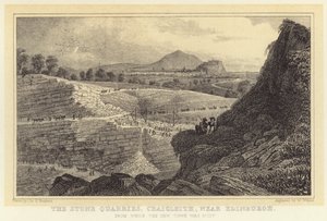 Kamenolomy, Craigleith, poblíž Edinburghu, z nichž bylo postaveno Nové město (rytina) od Thomas Hosmer (after) Shepherd