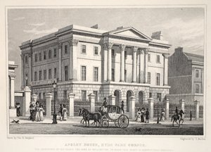 Apsley House, Hyde Park Corner, z hospody „Londýn a jeho okolí v devatenáctém století“. Jones und Co., 1827-1829 od Thomas Hosmer Shepherd