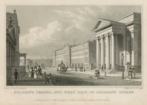Belgrave Chapel a západní strana Belgrave Square od Thomas Hosmer Shepherd
