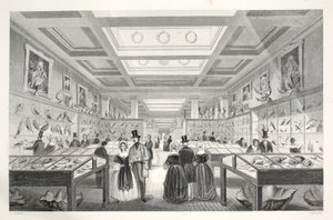 Britské muzeum, Zoologická galerie, z knihy "Londýnské interiéry s jejich kostýmy a ceremoniály" pub. Joseph Mead, Londýn, asi 1843 (ocelorytina) od Thomas Hosmer Shepherd