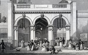 Burlington Arcade, Picadilly, rytina Williama Tomblesona, 1828 od Thomas Hosmer Shepherd