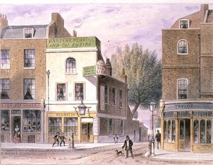Carved Red Lion Inn, Islington Green, datum na domě 1660 od Thomas Hosmer Shepherd