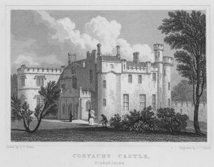 Hrad Cortachy, Forfarshire (rytina) od Thomas Hosmer Shepherd