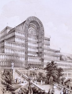 Crystal Palace v Sydenhamu, přední část Velké příčné lodi, c1854. od Thomas Hosmer Shepherd