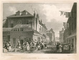 Hungerford Market, poblíž York Buildings, The Strand, Londýn od Thomas Hosmer Shepherd