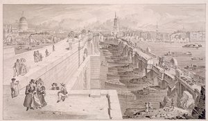 London Bridge starý a nový, Londýn, 1831 od Thomas Hosmer Shepherd