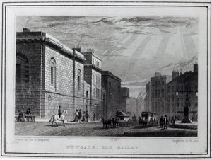 Věznice Newgate a Old Bailey, vyryl Robert Acon, 1831 od Thomas Hosmer Shepherd