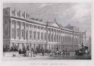 Část Queen Square, Bath (rytina) od Thomas Hosmer Shepherd