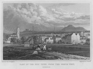 Část Nového Města, od severozápadu, Edinburgh (rytina) od Thomas Hosmer Shepherd