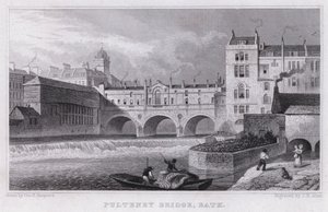 Pulteney Bridge, Bath (rytina) od Thomas Hosmer Shepherd