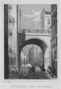 South Bridge, od Cowgate (rytina) od Thomas Hosmer Shepherd
