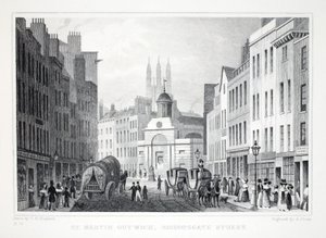 St Martin Outwich, Bishopsgate Street, z Londýna a jeho okolí v hospodě Devatenáctého století. Jones und Co., 1827-1829 od Thomas Hosmer Shepherd