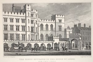 Královský vchod do Sněmovny lordů z Poets Corner, z hospody „Londýn a jeho okolí v devatenáctém století“. Jones und Co., 1827-1829 od Thomas Hosmer Shepherd