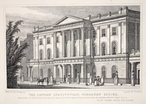 The London Institution, Finsbury Circus, z hospody „Londýn a jeho okolí v devatenáctém století“. Jones und Co., 1827-1829 od Thomas Hosmer Shepherd