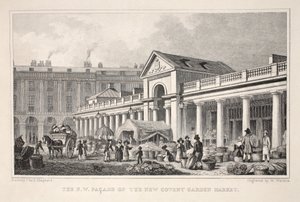 Severozápadní fasáda nového trhu Covent Garden, z knihy "London and it