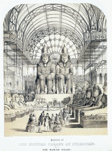 Nubijský dvůr v Křišťálovém paláci v Sydenhamu, asi 1851-1855 (akvatinta) od Thomas Hosmer Shepherd