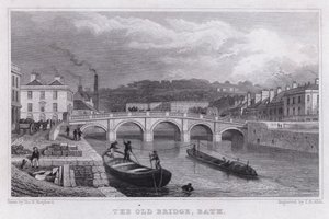 Starý most, Bath (rytina) od Thomas Hosmer Shepherd