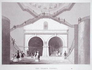 Temžský tunel, kolem 1851-55 (litho) od Thomas Hosmer Shepherd