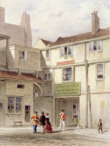 Slavná jídelna ve věži - zvaná Kamenná kuchyně - zbořena v roce 1827 (akvarel) od Thomas Hosmer Shepherd