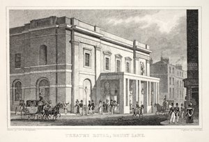 Theatre Royal, Drury Lane, z hospody „Londýn a jeho okolí v devatenáctém století“. Jones und Co., 1827-1829 od Thomas Hosmer Shepherd