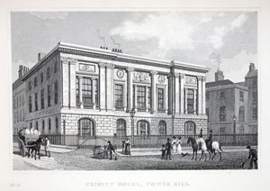 Trinity House, Tower Hill, z hospody „Londýn a jeho okolí v devatenáctém století“. Jones und Co., 1827-1829 od Thomas Hosmer Shepherd
