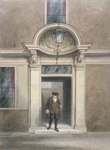 Pohled na dveře a schodiště doktora Johnsona, Inner Temple Lane, City of London, 1855. od Thomas Hosmer Shepherd