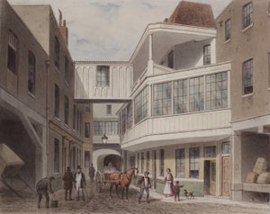 Pohled na krčmu Cross Keys, Wood Street, cca 1850 (wc na papíře) od Thomas Hosmer Shepherd