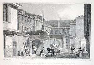 Winchester House, Winchester Street, z hospody „Londýn a jeho okolí v devatenáctém století“. Jones und Co., 1827-1829 od Thomas Hosmer Shepherd