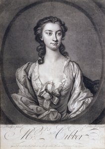 Portrét paní Cibberové (1714-1766), herečky a zpěvačky, vyryl John Faber (1684-1756), 1746 od Thomas Hudson