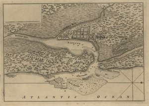 (Plán města a přístavu St. Augustine. LOC 75693262 od Thomas Jefferys