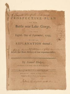 Projektivní plán bitvy bojoval poblíž jezera George. Text (část B) Samuel Blodgett od Thomas Johnston