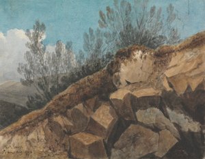 Study of Rocks, poblíž Pencerrig, Wales od Thomas Jones