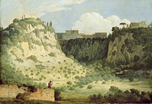Pohled na chrám Diany, Nemi, s pastýřem v popředí, 1785