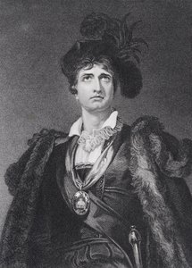 John Philip Kemble jako Hamlet, vyryl G. Adcock od Thomas Lawrence