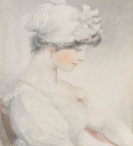 Portrét Julie Angersteinové, poloviční, z profilu vpravo (tužka, černá a červená křída, s tupováním) od Thomas Lawrence