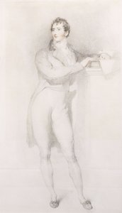 Portrét Sira Francise Burdetta, Barta, malý po celé délce, stojící u krbové římsy, kolem roku 1796 od Thomas Lawrence